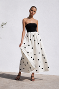 Ellen | Chic Strapless A-Line Polka Dot Dress for Summer