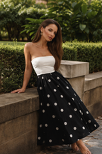 Ellen | Chic Strapless A-Line Polka Dot Dress for Summer