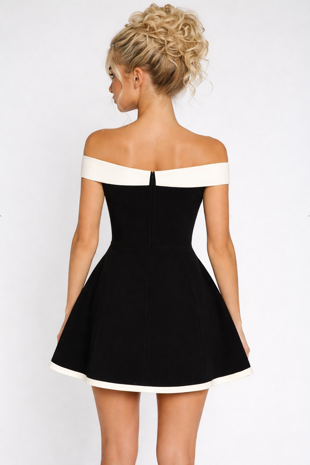 Heather | Timeless Off-Shoulder Contrast Minidress